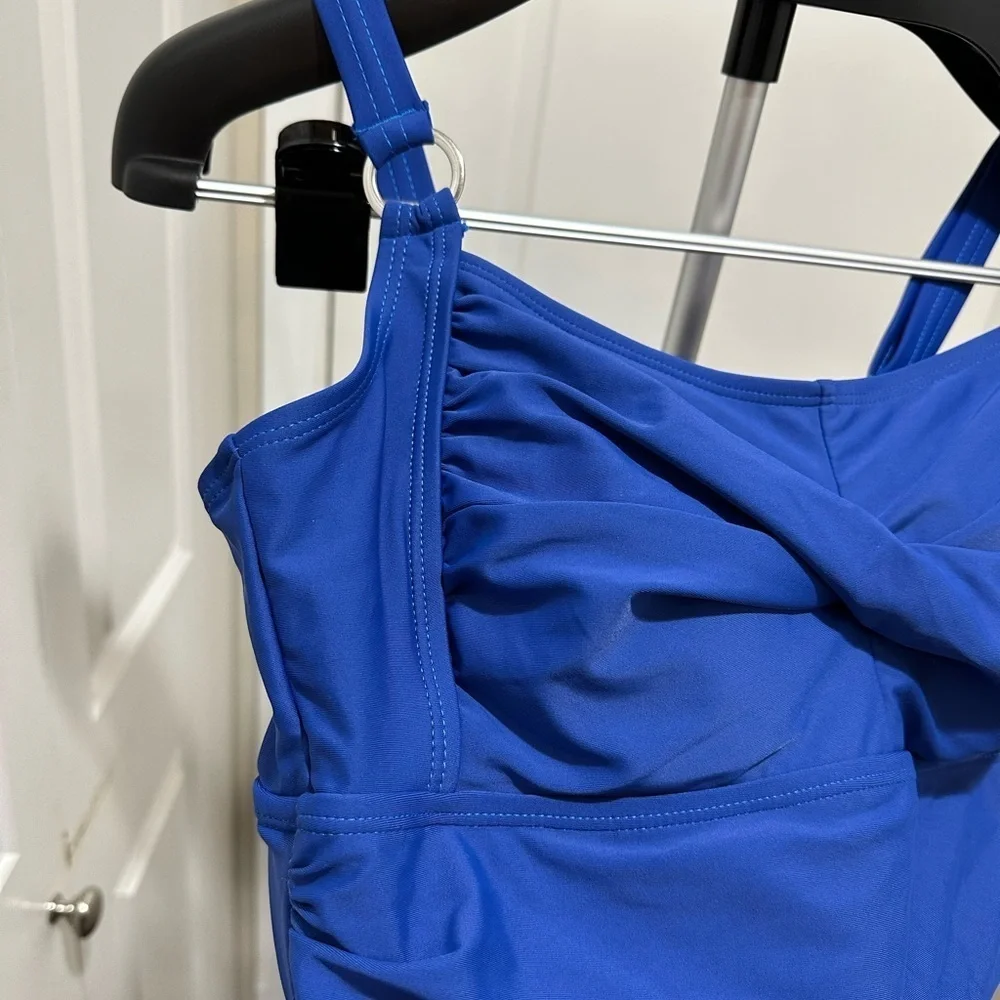 BloomChic Size L Ruched Sculpt Waist  Adjustable Straps Swim Dress - Picture 3 of 4